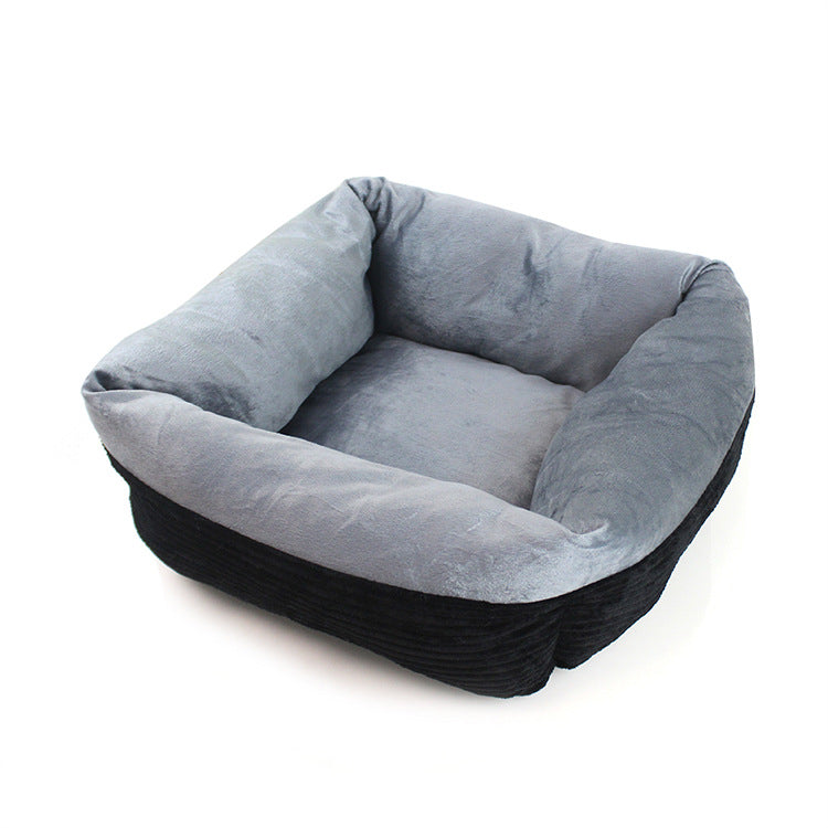 Autumn And Winter Deep Sleep Cat Kennel Kennel Corduroy Soft Warm Short Plush Liner Square Nest Pet Nest