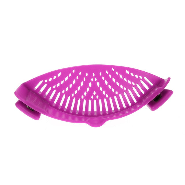 Silikon-Küchensieb Clip Pan Drain Rack Schüssel Trichter Reis Pasta Gemüse Waschen Sieb Ablassen Überschüssige Flüssigkeit Univers