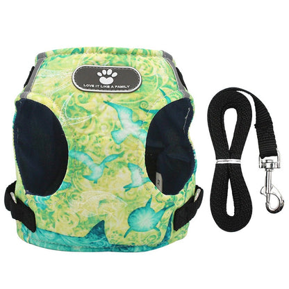 Winter Dog Harness Vest Collar with Leash Set Pet Walking Harness Adjustable Cat Led Reflective