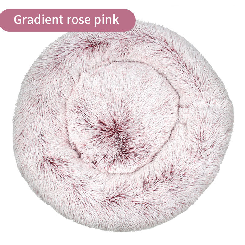 Dog Kennel Cat Kennel Plush Round Gradual Change Pet Kennel Dog Bed Winter Mat Gradual Change Pet Mattress Pet Supplies