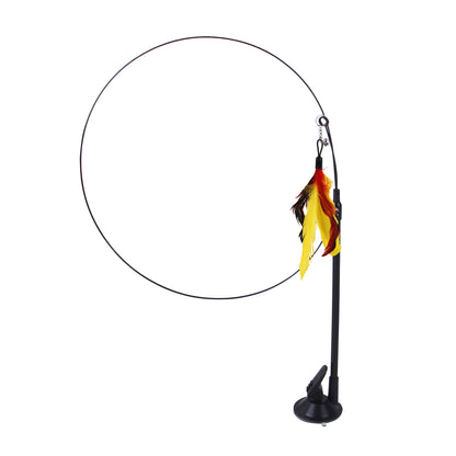 Suction cup cat toy stick that can be attached and held with steel wire multi head interchangeable cat toy and pet supplies