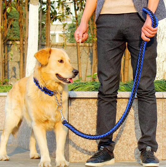 Double Strand Rope Large Dog Leashes Metal P Chain Buckle Contrast  Colorful Pet Traction Rope Collar Set Firm 1.2m Length