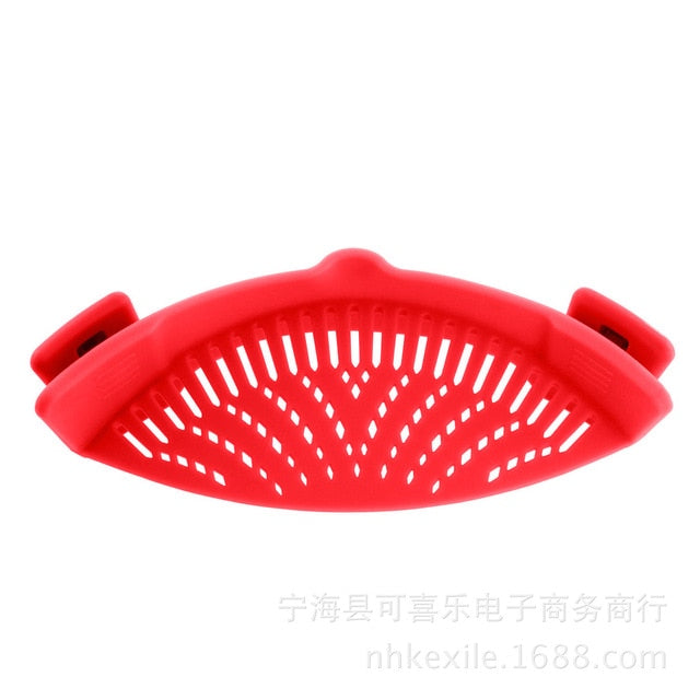 Silikon-Küchensieb Clip Pan Drain Rack Schüssel Trichter Reis Pasta Gemüse Waschen Sieb Ablassen Überschüssige Flüssigkeit Univers