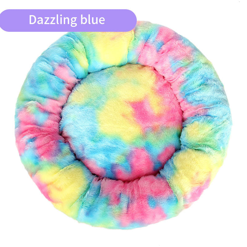 Dog Kennel Cat Kennel Plush Round Gradual Change Pet Kennel Dog Bed Winter Mat Gradual Change Pet Mattress Pet Supplies