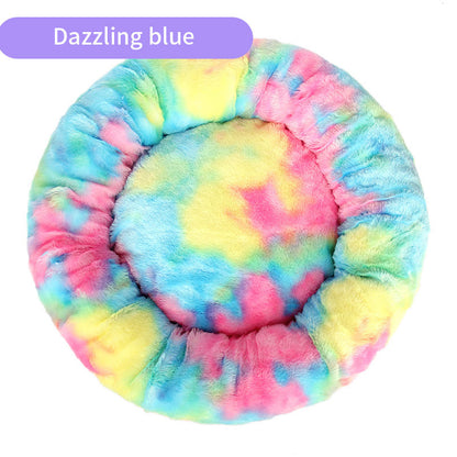 Dog Kennel Cat Kennel Plush Round Gradual Change Pet Kennel Dog Bed Winter Mat Gradual Change Pet Mattress Pet Supplies
