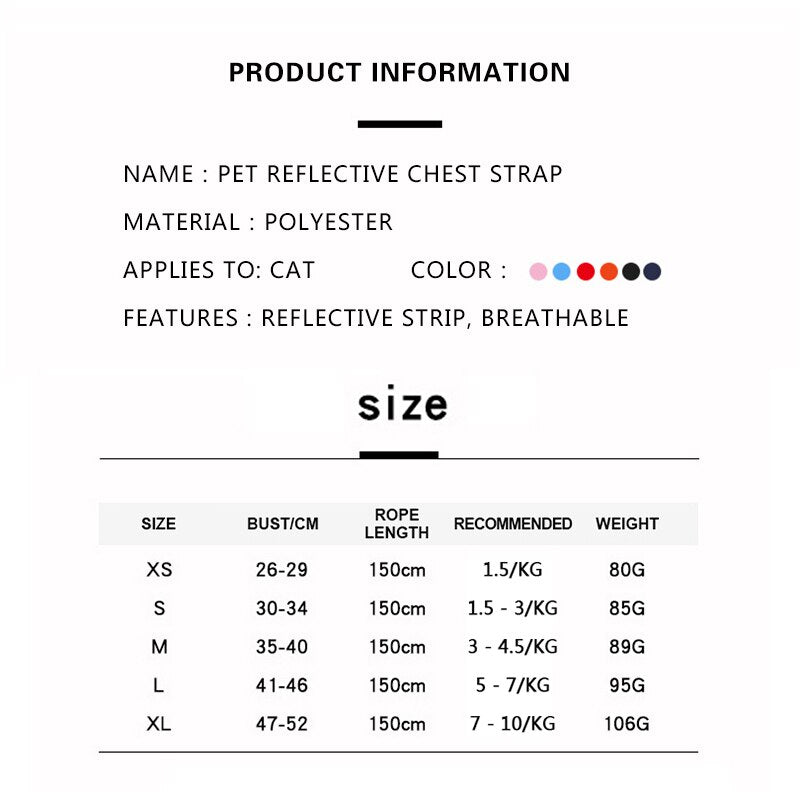 Reflective Cat Harness Leash Set Adjustable Harness Leashes Vest For Puppy Cats Walking Breathable Mesh Chest Strap Pet Product