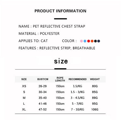 Reflective Cat Harness Leash Set Adjustable Harness Leashes Vest For Puppy Cats Walking Breathable Mesh Chest Strap Pet Product