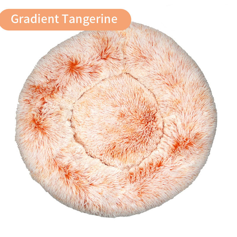 Dog Kennel Cat Kennel Plush Round Gradual Change Pet Kennel Dog Bed Winter Mat Gradual Change Pet Mattress Pet Supplies