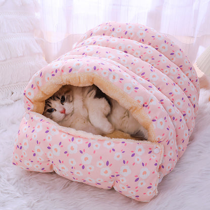 Warm Cat Bed with Detachable Cat Sleeping Bag Plus Velvet Thickening Warm Dog Bed