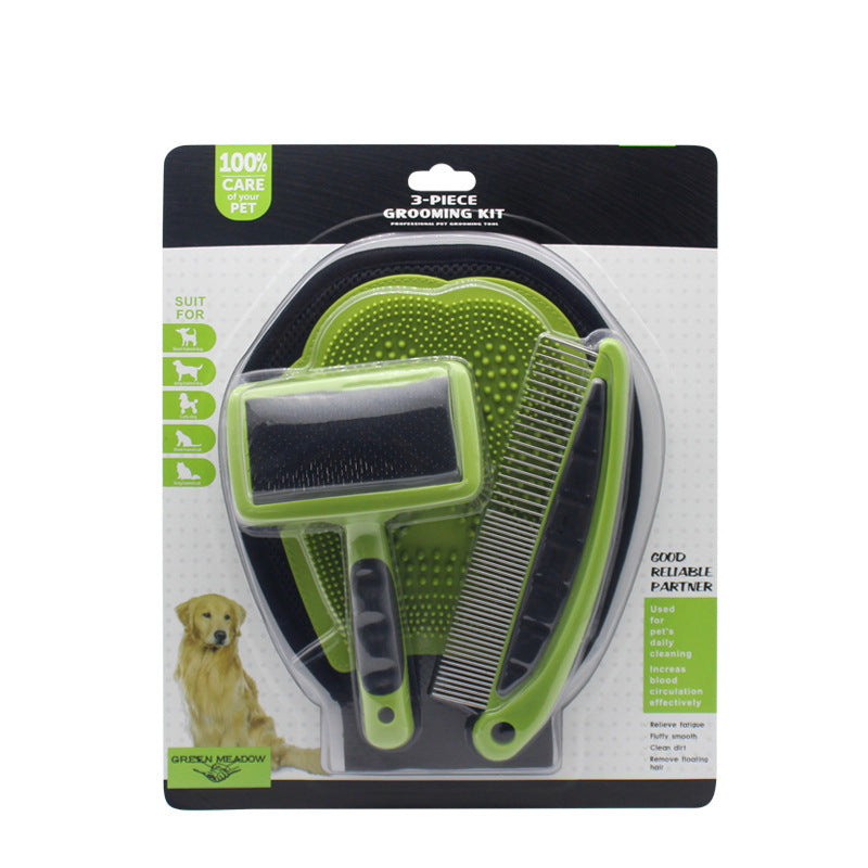 Pet Massage Hair 3 Piece Set Multi Functional Dog Bath Gloves Cat Cleaning To Remove Floating Hair Straight Comb
