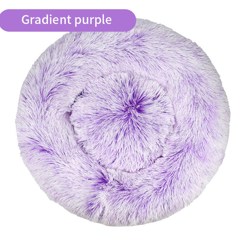 Dog Kennel Cat Kennel Plush Round Gradual Change Pet Kennel Dog Bed Winter Mat Gradual Change Pet Mattress Pet Supplies