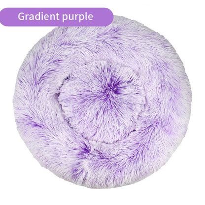 Dog Kennel Cat Kennel Plush Round Gradual Change Pet Kennel Dog Bed Winter Mat Gradual Change Pet Mattress Pet Supplies