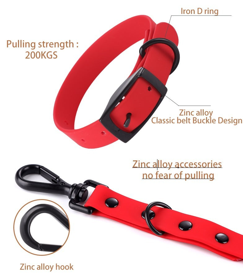 Das Set aus Halsband und Leine aus Silikon für Haustiere ist für kleine und große Hunde geeignet, wasserdicht und leicht zu reinigen