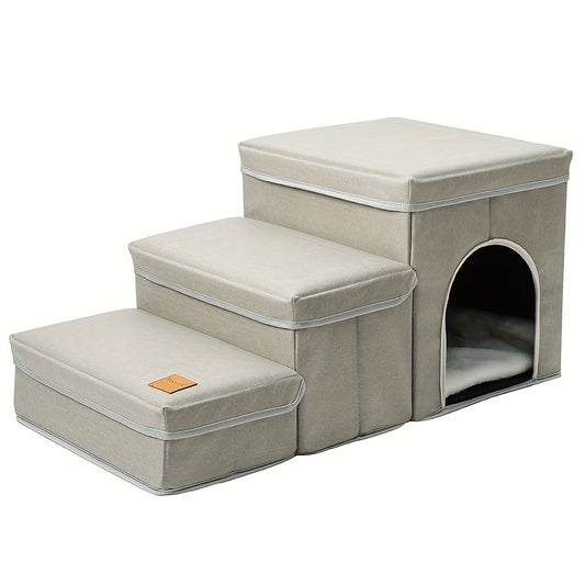 Foldable Dog Stairs – 3 Stufen Hundetreppe mit Stauraum