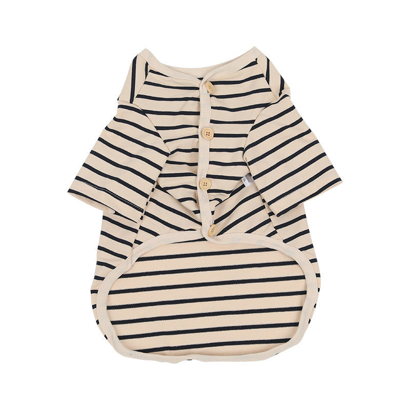 Hunde-Shirt Gestreift V-Ausschnitt - Warmes Baumwoll-Shirt