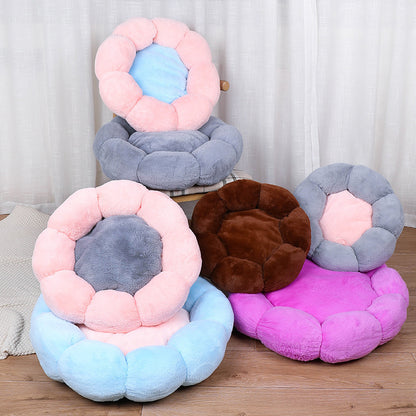 Autumn Winter Plus Velvet Thick Round Flower Cat Litter Kennel