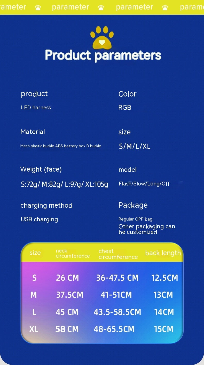 LED-Leuchtendes Hundegeschirr, LED-USB-Ladegerät, Brustgurt, Sicherheitsweste für Haustiere, reflektierendes Geschirr, Haustierweste für Welpen, große Hunde, Haustierprodukte