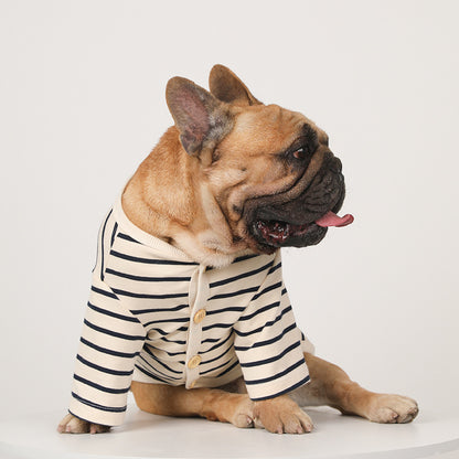 Hunde-Shirt Gestreift V-Ausschnitt - Warmes Baumwoll-Shirt
