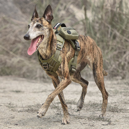 PETMARVEL Hochleistungs-Taktik-Hundegeschirr mit Rucksack, No-Pull-Frontclip und Metallschnallen