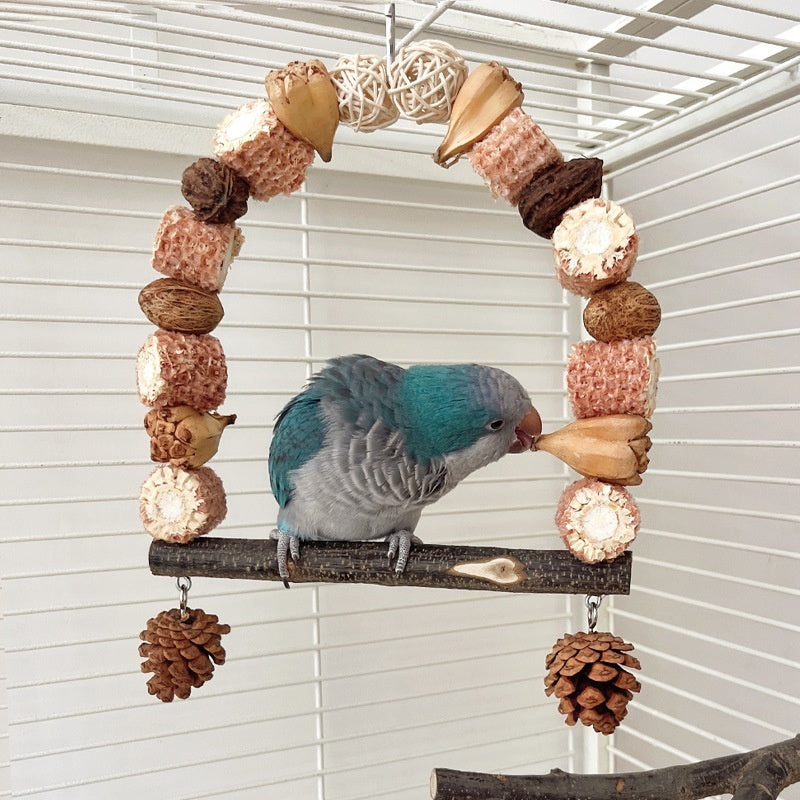 Wooden Parrot Swing – Natürliche Vogelspielzeuge