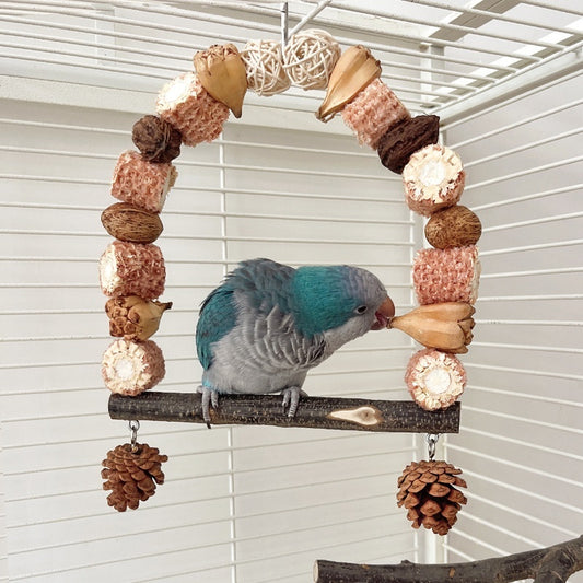 Wooden Parrot Swing – Natürliche Vogelspielzeuge