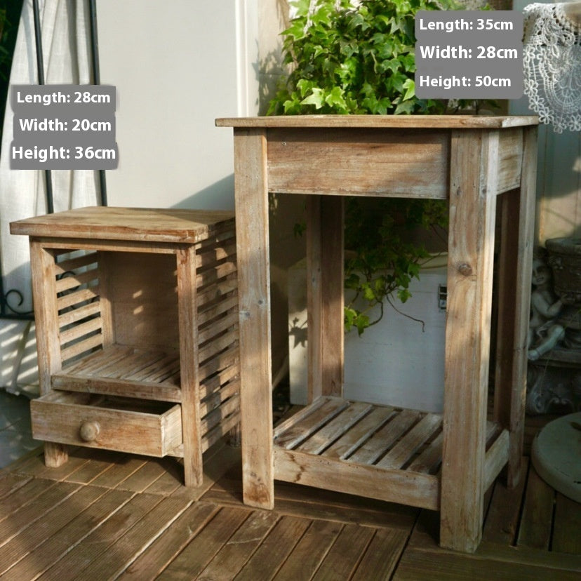 Solid Wood Retro Multi-functional Storage Rack