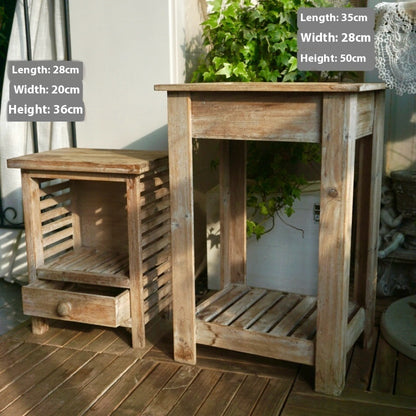 Solid Wood Retro Multi-functional Storage Rack