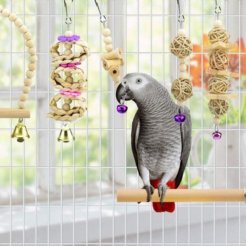Parrot Bite Toy Small And Medium Bird Log Swing Ring Bell String