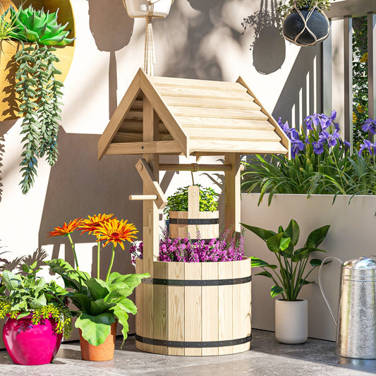 Wood Wishing Well Planter – Garten Brunnen Pflanzkübel