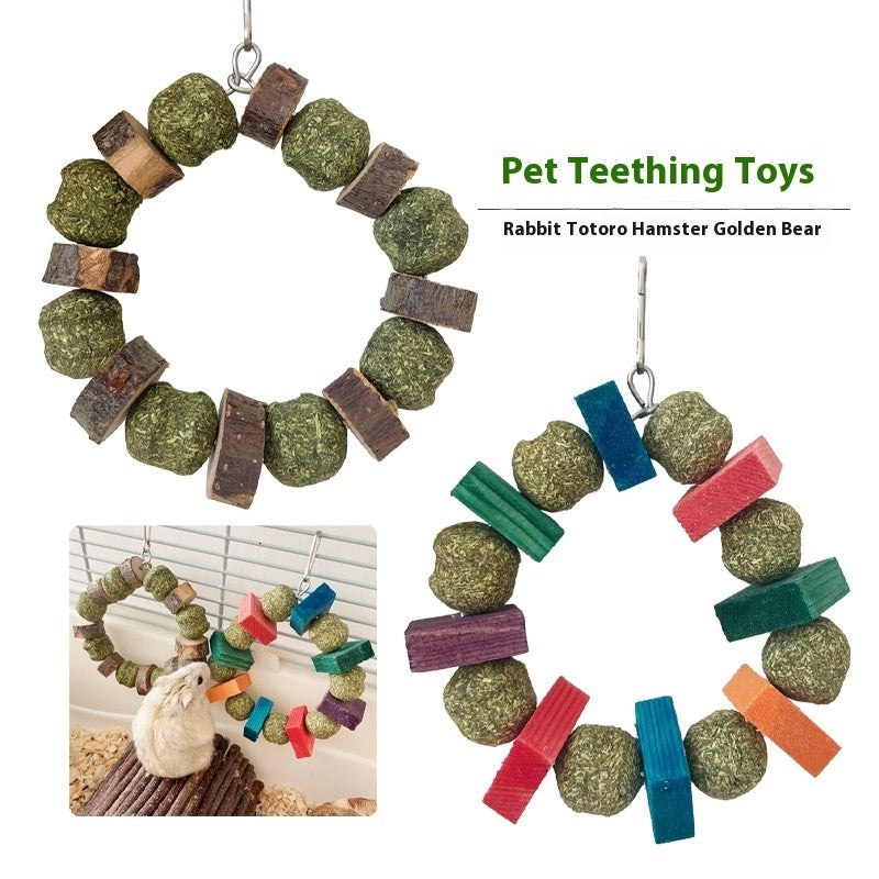 Hamster Toy Guinea Pig Rabbit Snack Totoro Molar Bite Toy Decorative Ring Straw Ball Applewood Molar Rod