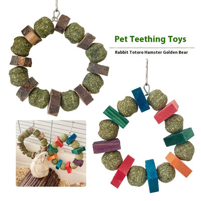 Hamster Toy Guinea Pig Rabbit Snack Totoro Molar Bite Toy Decorative Ring Straw Ball Applewood Molar Rod
