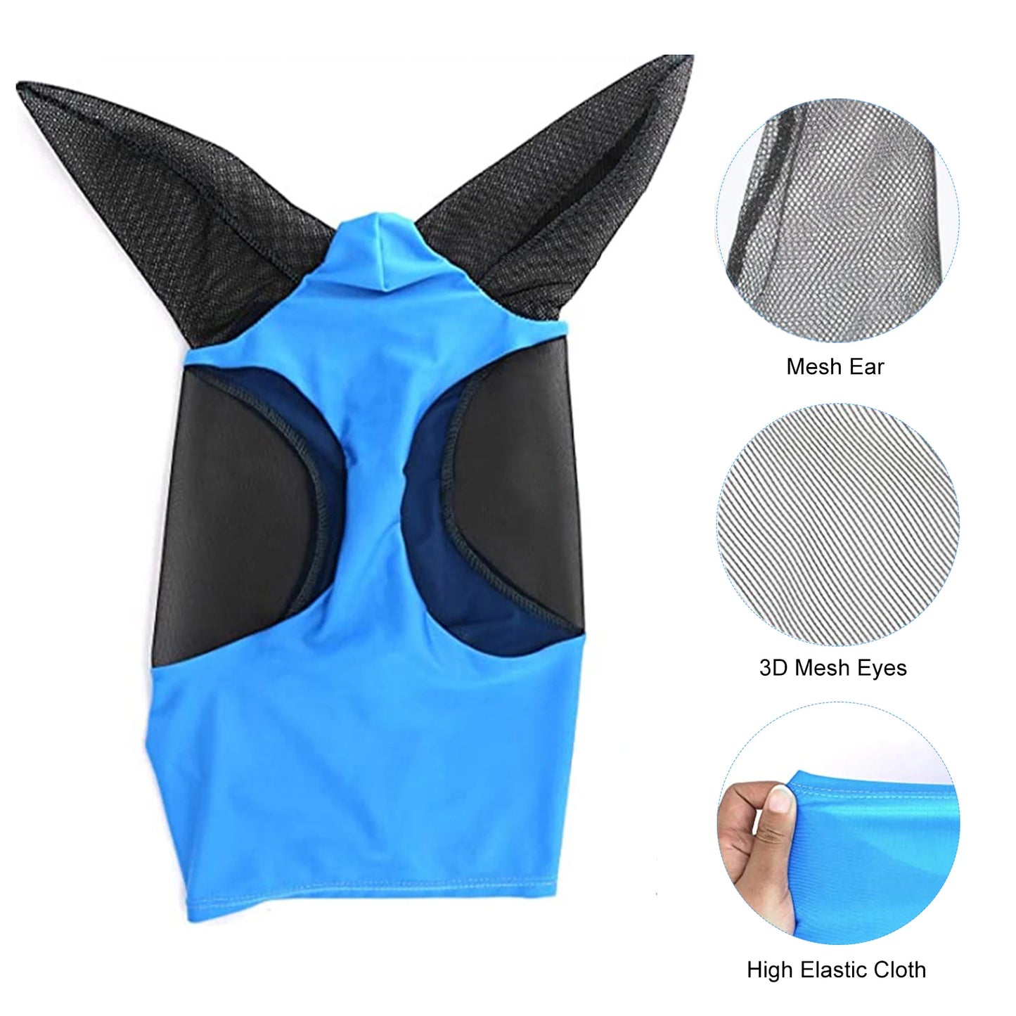 Horse Fly Mask 3D Design Supplies Ergonomics Pet Summer Eye Shield Anti Mosquito Ear Half Face Mesh Fly Protective Cover Parts