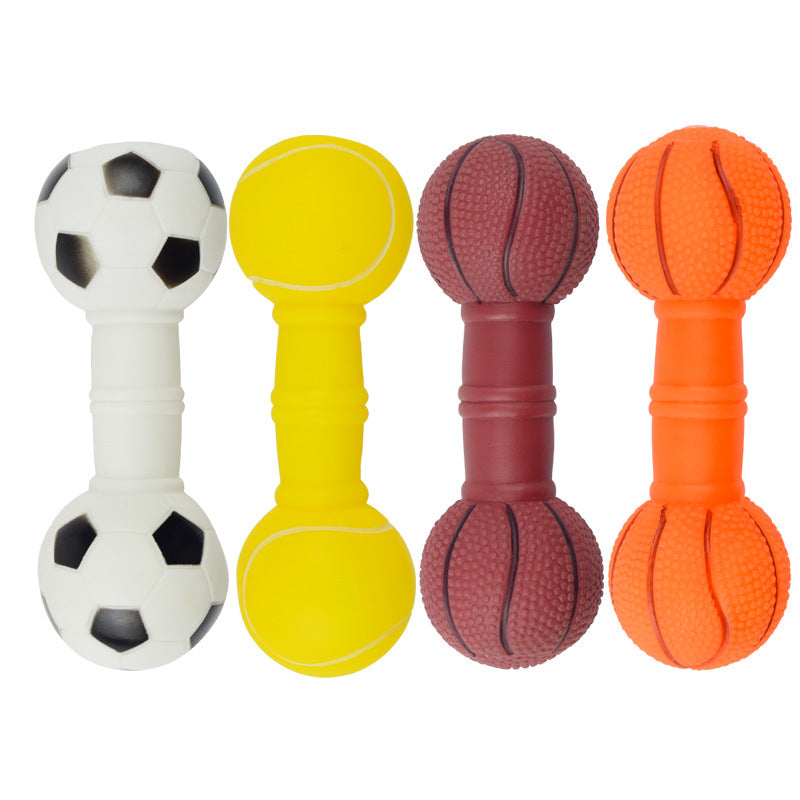 Dog Toys Football Dumbbell Shaped Dog Squeeze Squeaky Pet Chew Toy